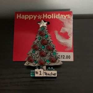 #1 Teacher Christmas Tree Brooch